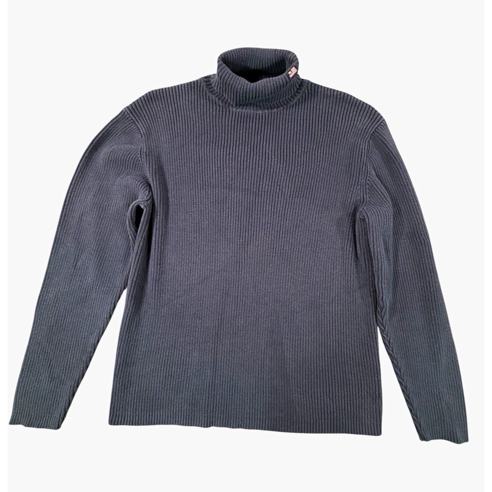 Polo Jeans Co Ralph Lauren Mens L Blue Ribbed Turtleneck Cotton Sweater RN 67437